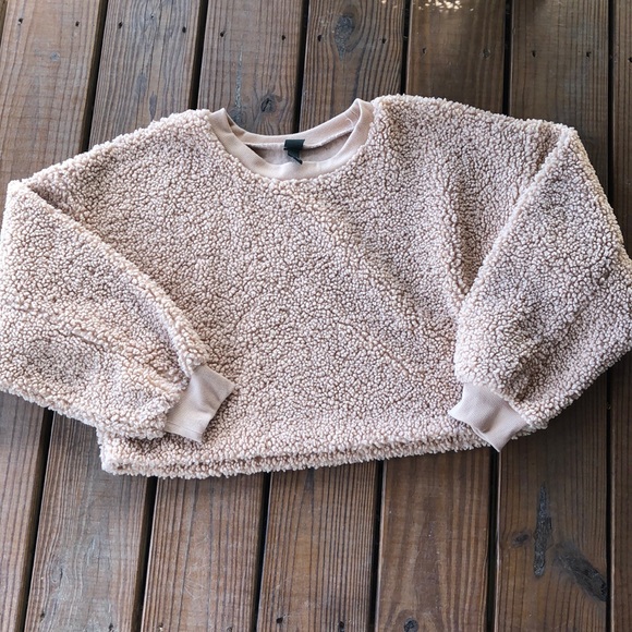 On Trend Wild Fable Teddy Bear Nubby Cropped Sweater-L